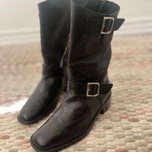 Chanel leather biker boots size 36